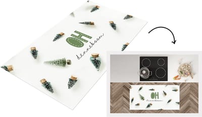 Keukenloper - Loper keuken - Winter - Wit - Dennenboom - 120x60 cm - Keukenloper vinyl