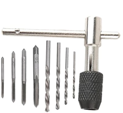 Tapset Schroefdraad - Kraan en Matrijs - Schroefdraad Maken - Gelegeerd Staal - 9 Delig - Zilverkleurig