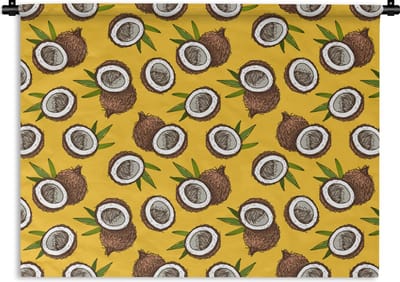 Wandkleed - Wanddoek - Kokosnoot - Hawaii - Tropisch - Bladeren - Design - 120x90 cm - Wandtapijt
