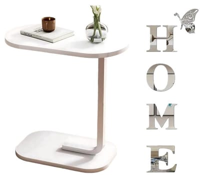 Home & Marker - Houten Bijzettafel & Home Muurdecoratie Letters - Koffietafel - Decoratie Letters - Sidetable Wit - DESKICA + HOMEWALL