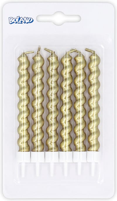 Boland - Set 6 kaarsjes Swirl goud Goud - Black & Gold - Black & Gold - Verjaardag