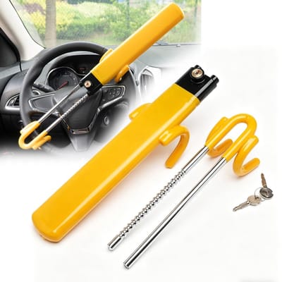 Dailygoods- Stuurslot Intrekbaar - Diefstalbeveiliging - Autoslot - Geschikt voor Auto/SUV/Vrachtwagen - Ruimtebesparend Ontwerp - Robuuste Constructie