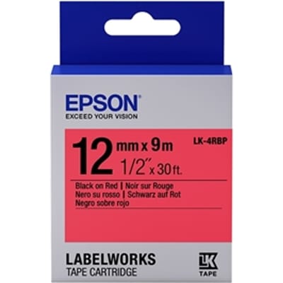 Epson LK-4RBP tape zwart op pastel rood 12mm (origineel)