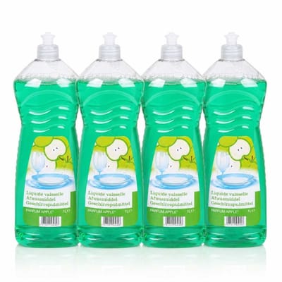 Afwasmiddel – "Appelgeur" - Vloeibaar - Voor handafwas – 4 x 1 liter – Set van 4 flessen