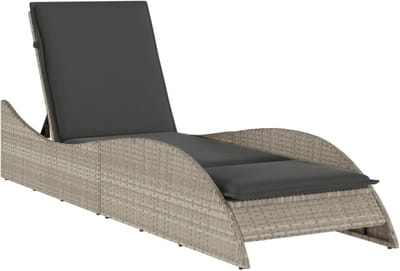Verstelbare Ligstoel - Zonnebed Tuin - Ontspannen Buiten - UV-bestendig Rotan - 60 x 205 cm - Lichtgrijs