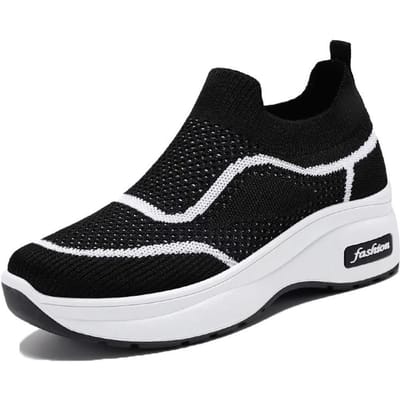 Damesschoenen met dikke zool en verhoogde zool nieuwe mesh ademende casual stijl damesschoenen zijn comfortabel en lui om op te stappen 36 black