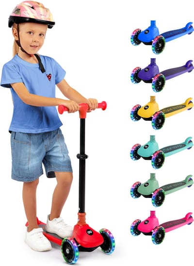 SereneLife Kinderstep – 3-Wiel Step – Opvouwbare Step met Verstelbare Hoogte – LED Verlichting – Verstelbaar Stuur – Antislip Voetplaat – Step voor Jongens en Meisjes