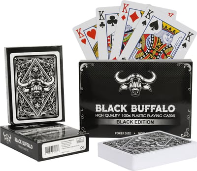 Black Buffalo - 100% Plastic Pokerkaarten - 2 kaartspellen - Waterdichte & Kreukvrije speelkaarten - 63*88mm