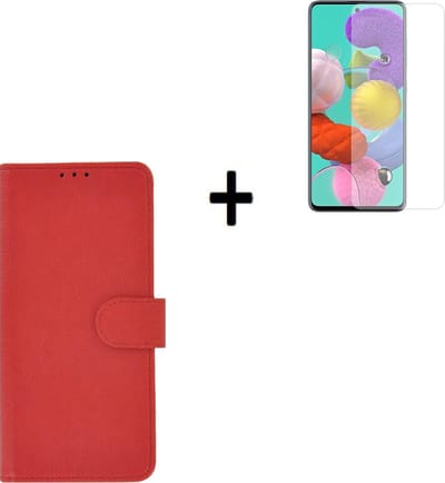 Samsung Galaxy A52 Hoesje - Samsung Galaxy A52 Screenprotector - Samsung A52 Hoes Wallet Bookcase Rood + Screenprotector