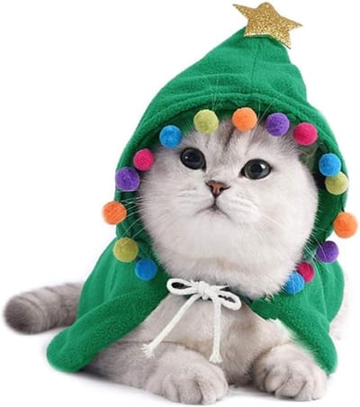 Kerstkostuum voor Katten en Kleine Honden met Santa Hoed en Elf Cape voor Feestelijke Cosplay
