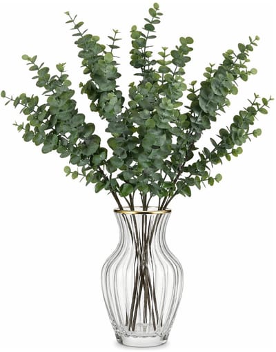 Mica Decorations Kunstbloem - 5x - Eucalyptus kunsttak - grijs/groen - 65 cm - decoratie