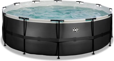 EXIT Black Leather Frame Zwembad ø427 - Opzetzwembad - met Zandfilterpomp - Rond - Zwart