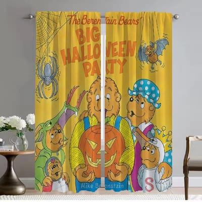 Gordijnen voor kamer 2, Berenstain Bears, gordijnen voor slaapkamer, Halloween decoratie, interieur gordijnen, scheidingswand W50xH70cmx2pcs-CL yellow