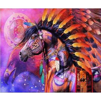 Diamant schilderij kruissteek veer paard handwerk diamant borduurwerk volledige diamant decoratief 20X30CM black