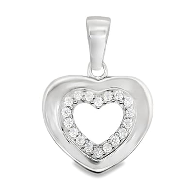 Juwelier Zwartevalk zilveren (gerhodineerd) hartje hanger met zirkonia - 24.371
