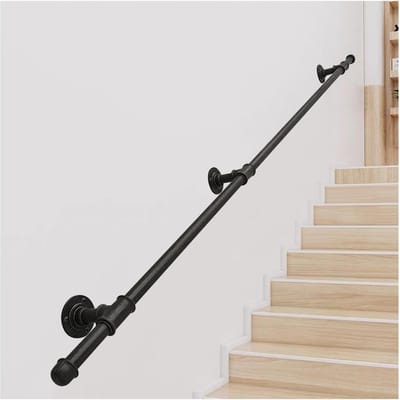 Trap Leuning - Wandsteun Handgreep - Veilig Traplopen - Binnen en Buiten - 320cm Lengte - Zwart