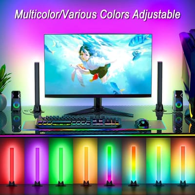 RGBIC LED Light Bars 2 Stuks – Gaming Verlichting – Bluetooth App & Afstandsbediening – Music Sync – 16 Miljoen Kleuren – Sfeerverlichting voor TV, PC en Bureau – Zwart