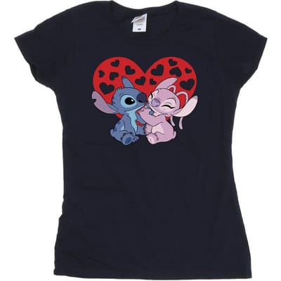 Disney Dames/Dames Lilo & Stitch Hartjes Katoenen T-Shirt (Marineblauw)