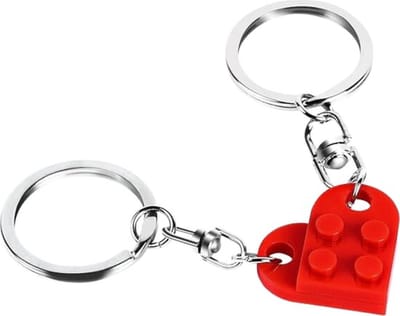 Knaak Bouwstenen Sleutelhanger - Imitatie Bouwsteen Hart - Vriendschap - Geliefde - Rood