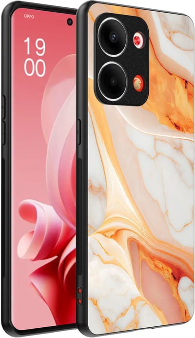 Smartphonica Telefoonhoesje Geschikt voor Oppo Reno 9 / 9 Pro met marmer opdruk - TPU backcover case marble design - Oranje geschikt voor Oppo Reno 9;Oppo Reno 9 Pro