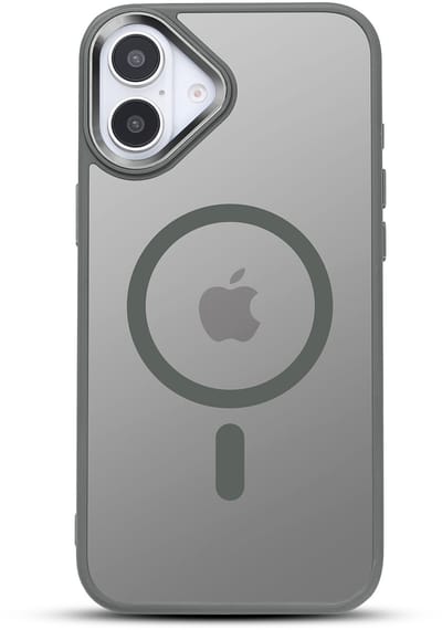 Hoesje Geschikt voor Apple iPhone 16 - Grijze Color Frame - Casemania Shock Proof Back Cover met Gekleurde Bumper - Geschikt voor MagSafe - Flexibel en Shockproof Hoes met Verhoogde Camera Randen - Val/Stoot-Proof Telefoonhoesje