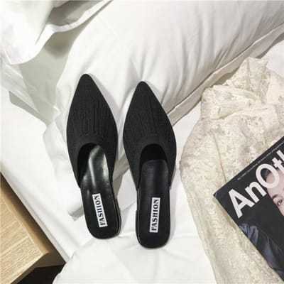 Vier Nieuwe Dames Zomer Muiltjes Mode Vrouwelijke Flipflop Geel Kantoor Pantoffels Platte Sandalen Dames Lente Slides Schoenen 43 40 zwart