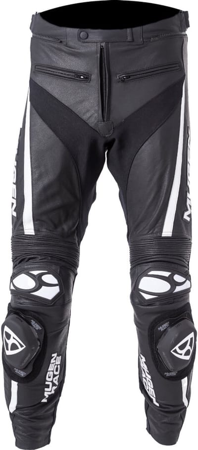 MUGENRACE RBRS-1 Zwart Witte Leren Broek - Broek