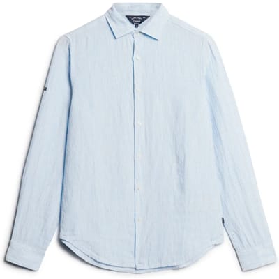 Superdry Casual Linnen Overhemd met Lange Mouwen Lichtblauw Grootte: XL