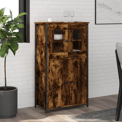 vidaXL - Hoge - kast - 62x32x106,5 - cm - bewerkt - hout - gerookt - eikenkleurig