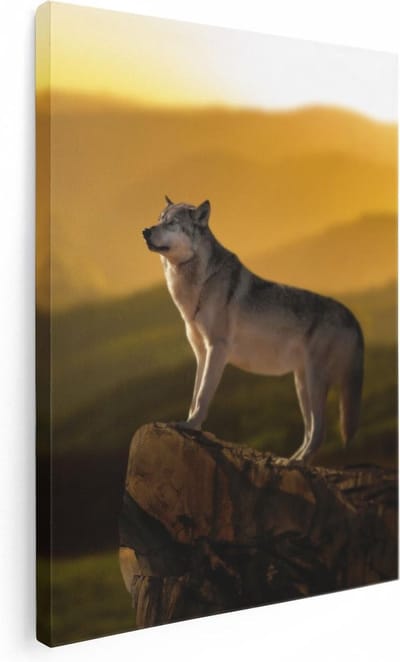 Artaza Canvas Schilderij Wolf - 30x40 cm - Klein - Wanddecoratie Dieren - Muurdecoratie Woonkamer - Schilderij Natuur