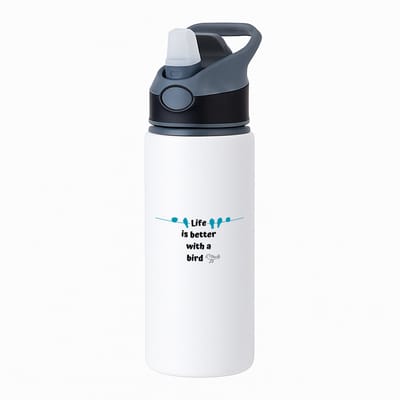 Hacebo® - life is better with a bird waterfles met rietje zwart - Vogels - vogel liefhebbers - verjaardag - cadeau - kado - geschenk - water fles - 650ML