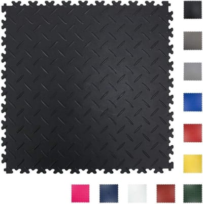 Kliktegels Ribbelplaat - PVC Vloertegels - Vloer Bedekken - Ergonomisch Bodemsysteem - 50x50cm 4mm - Zwart