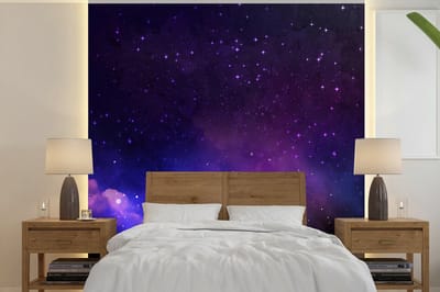 Behang - Fotobehang Sterrenhemel - Zon - Heelal - Breedte 240 cm x hoogte 240 cm