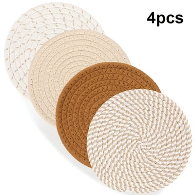Livé® 4-delige Hittebestendige Pannenonderzetters – Bruin