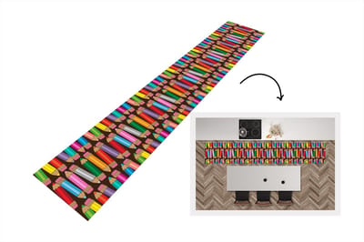 Keukenloper - Loper keuken - Potlood - Patronen - Abstract - Regenboog - 300x50 cm - Keukenloper vinyl