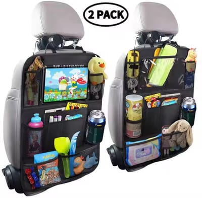 Venneweide - luxe Autostoel Organizer met Tablethouder - Auto Organizer - 2 stuks - Voor baby en kinderen - veel opbergruimte - geschikt voor o.a. iPad - Topkwaliteit - Zwart