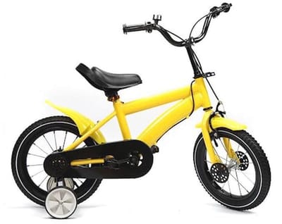Kinderfiets - Jongens Meisjesfiets - Leren Fietsen - Carbon Stalen Frame - 14 Inch - Geel