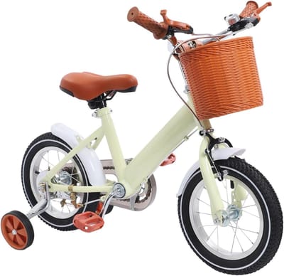 Kinderfiets 12 Inch - Loopfiets Kinderen - Leren Fietsen - Met Zijwieltjes - 12 Inch - Geel