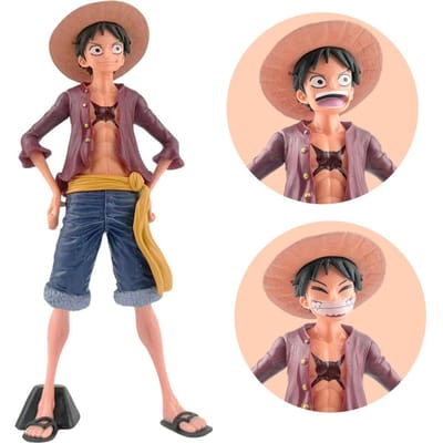 Figurine Anime One Piece Sourire Confident Luffy Poupée Changeant de Visage Trois Formes Figurine d'Action Modèle Jouets Kits Poupées Modèles PVC