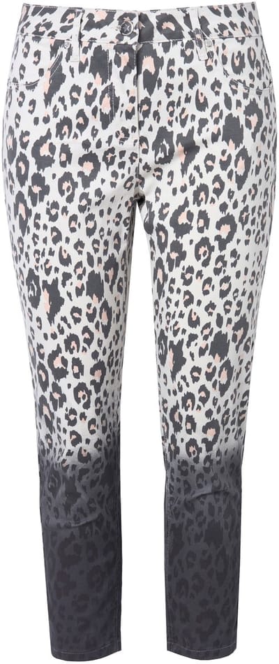Angel of Style - Dames - Broek Slim Fit luipaardpatroon 4-pocket - Licht beige - Maat 46