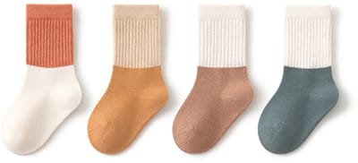Baby- en peutersokken - Katoenen en ABS antislipsokken - Baby antislipsokken - Kniehoge cadeauset - 4 paar - Stijl D - Maat M 1-3 jaar