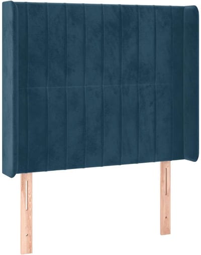 vidaXL - Hoofdbord - met - randen - 103x16x118/128 - cm - fluweel - donkerblauw