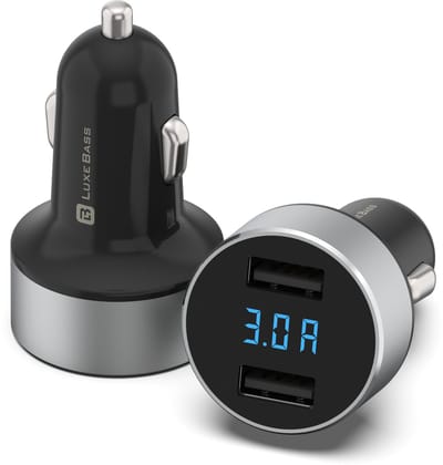 Luxebass Autolader Snel lader - Oplader -Dual USB Ports - Met LED scherm - 36W - Snel laden in de auto - LB-N331