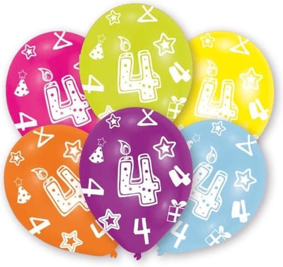 Amscan Ballonnen 4 Jaar 6 Stuks 28 Cm
