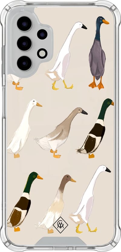 Casimoda® hoesje - Geschikt voor Samsung Galaxy A13 4G - Duck Life - Shockproof case - Extra sterk - TPU/polycarbonaat - Bruin/beige, Transparant