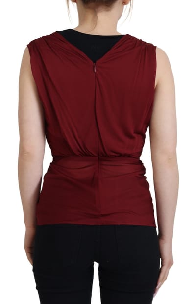 Dolce & Gabbana Bordeaux Zijde Stretch Top Vest Dames Blouse