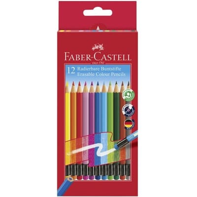 Faber-Castell kleurpotloden - met gum - uitgumbaar - 12 stuks - FC-116612