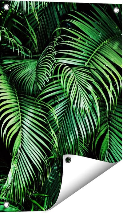 Gards Tuinposter Tropische Palm Bladeren - Groen - 40x60 cm - Tuindoek - Tuindecoratie - Wanddecoratie buiten - Tuinschilderij