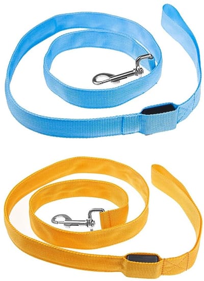 Dailygoods - LED-hondenriem - Veiligheidslijn - Comfortabel nylon - Geel en blauw - Lichtgevende hondenriem - Geschikt voor honden - 2 stuks