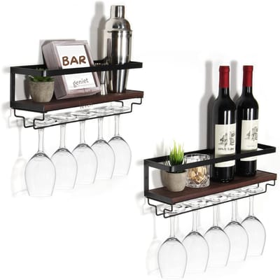 RONN® Wijnrek Muur - Wijnrek - Wijnrekken - Zwart - ‎12cm x 43cm x 13cm
